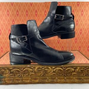 Joan & David Black Leather Ankle Boots